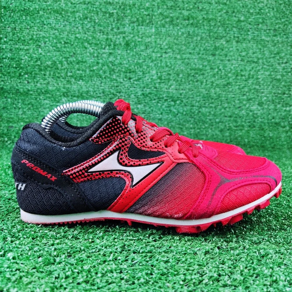 Health Track Spikes Kids Size 5 Red Black Promax H2204 Athletic Racing Shoes